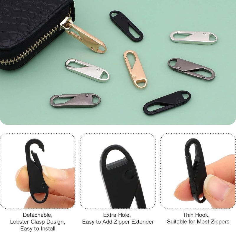 FENGWANGLI Zipper Pull Replacement, 16 Pieces Detachable Zipper Pull Tabs with Extender Cord for Luggage Clothing Jackets Backpacks Boots Purse Coat - Image 3